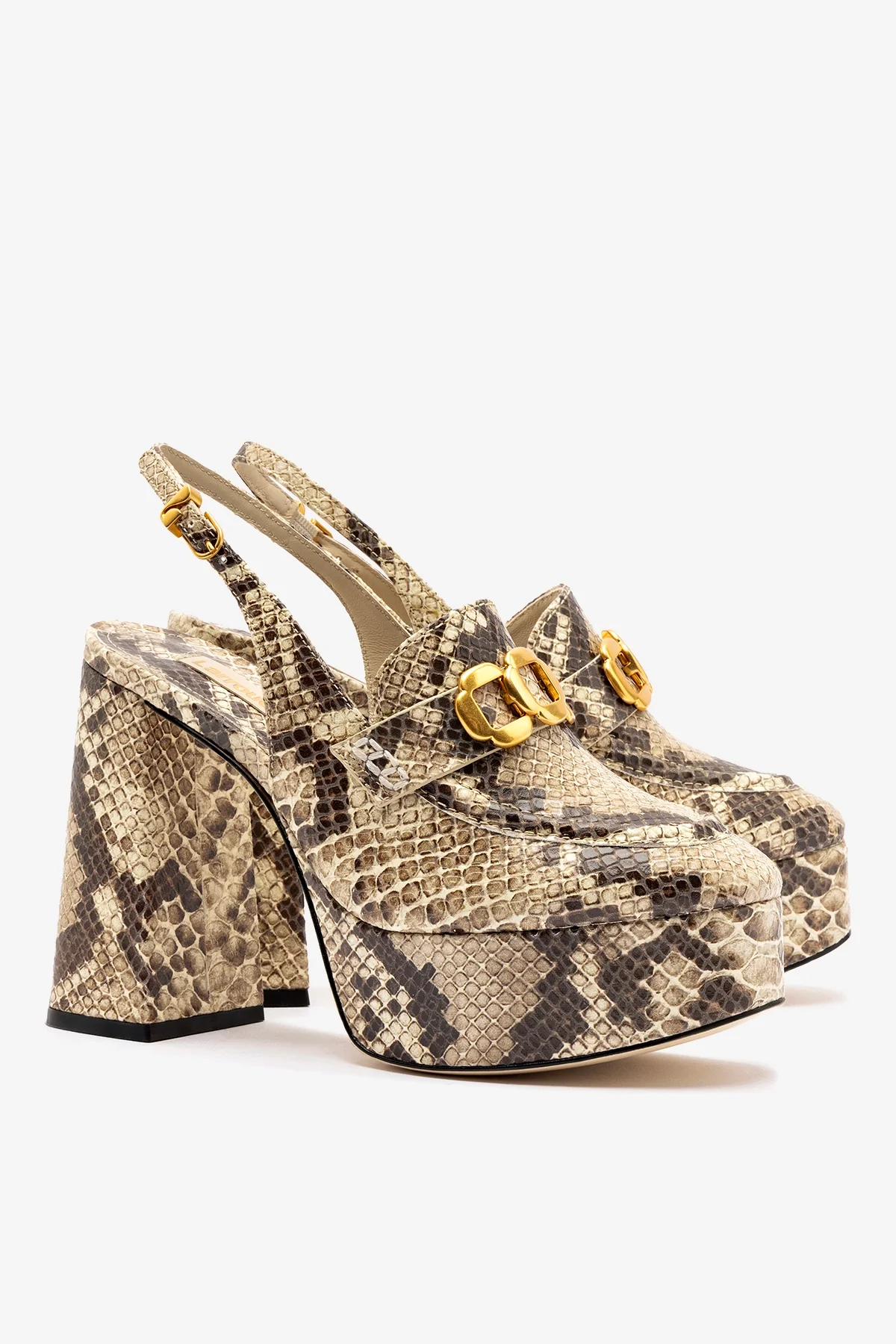 Harrington Loafer Hi In Neutral Snake Stamped Leather - Image 3