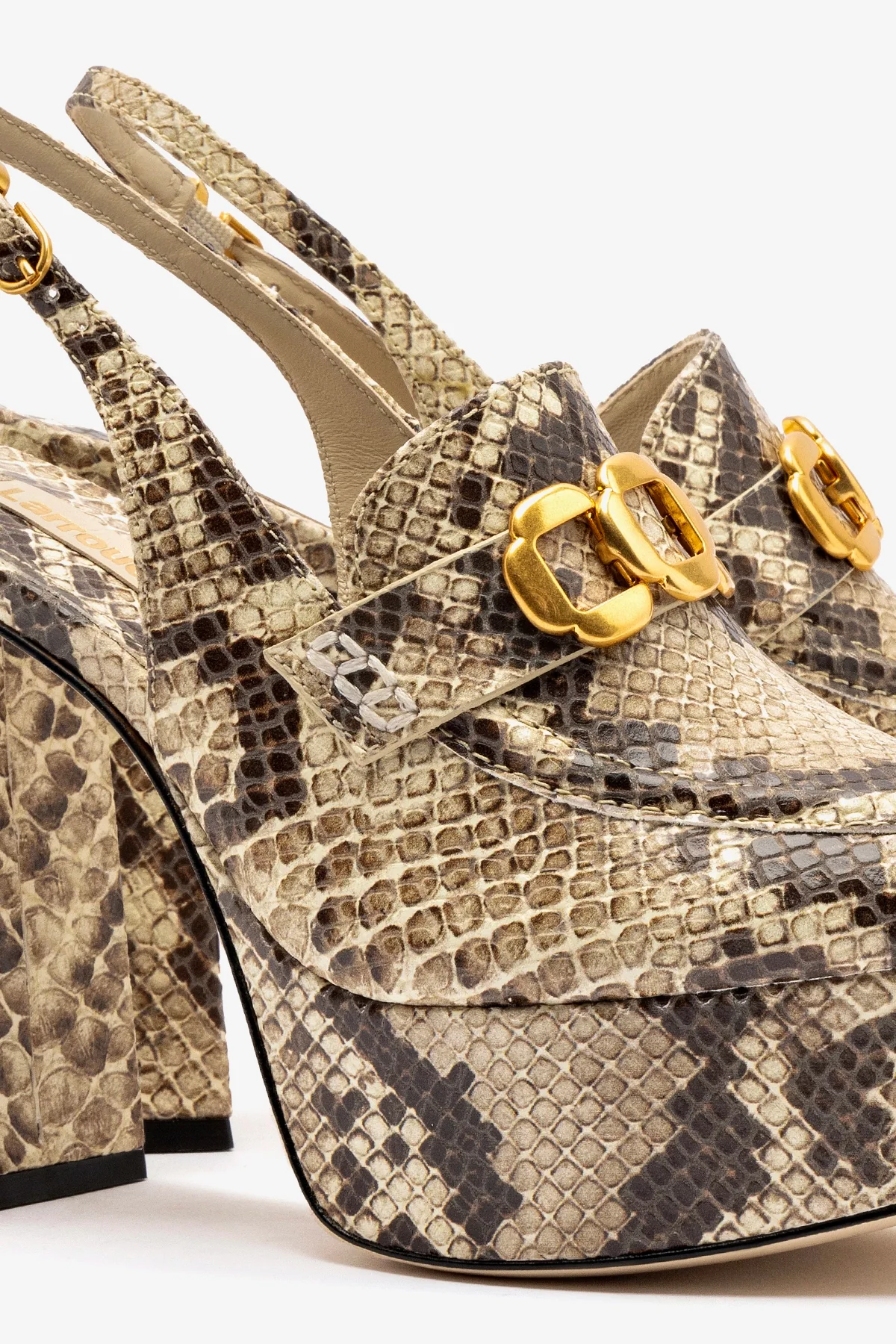 Harrington Loafer Hi In Neutral Snake Stamped Leather - Image 4