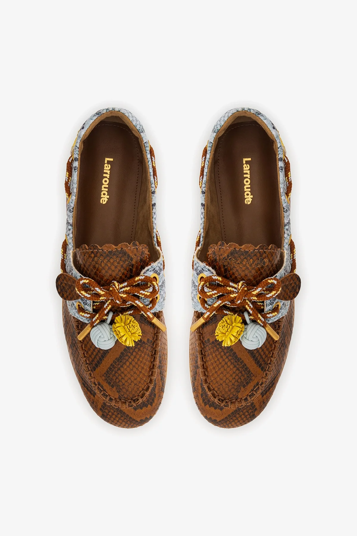 Cyprus Boat Shoe In Oud, Maya and Lemonade Python Embossed Leather - Image 7