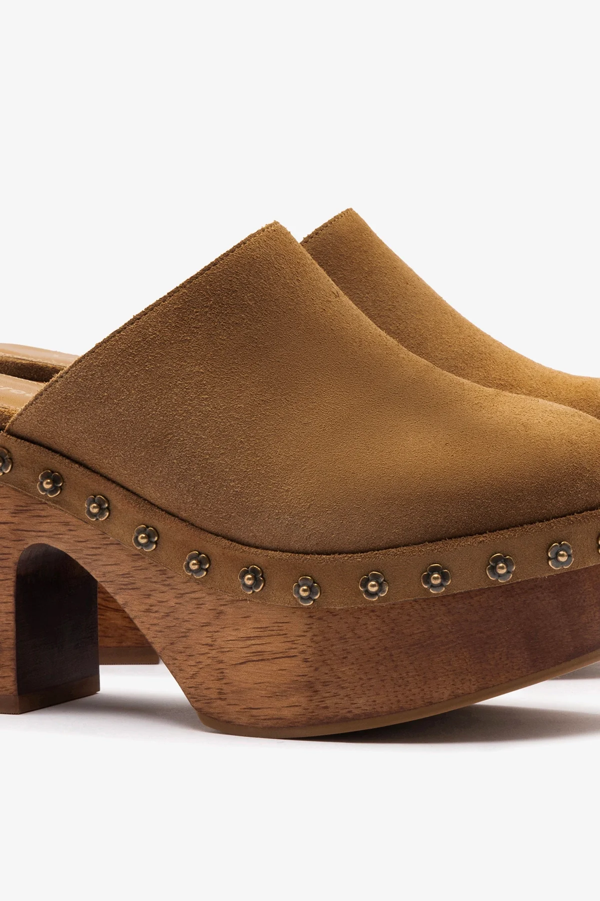Miso Wooden Platform Clog In Peanut Suede - Image 3