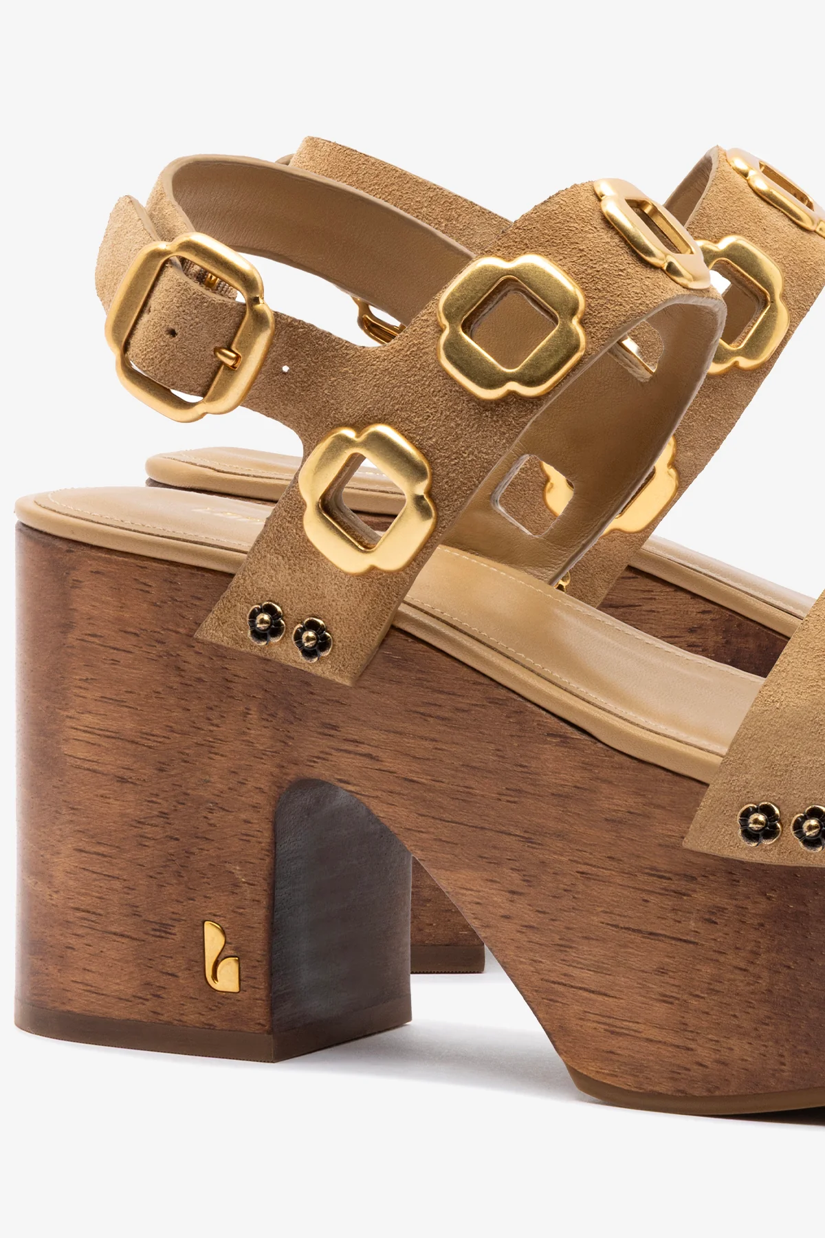 Miso Wooden Platform Sandal In Peanut Suede - Image 3