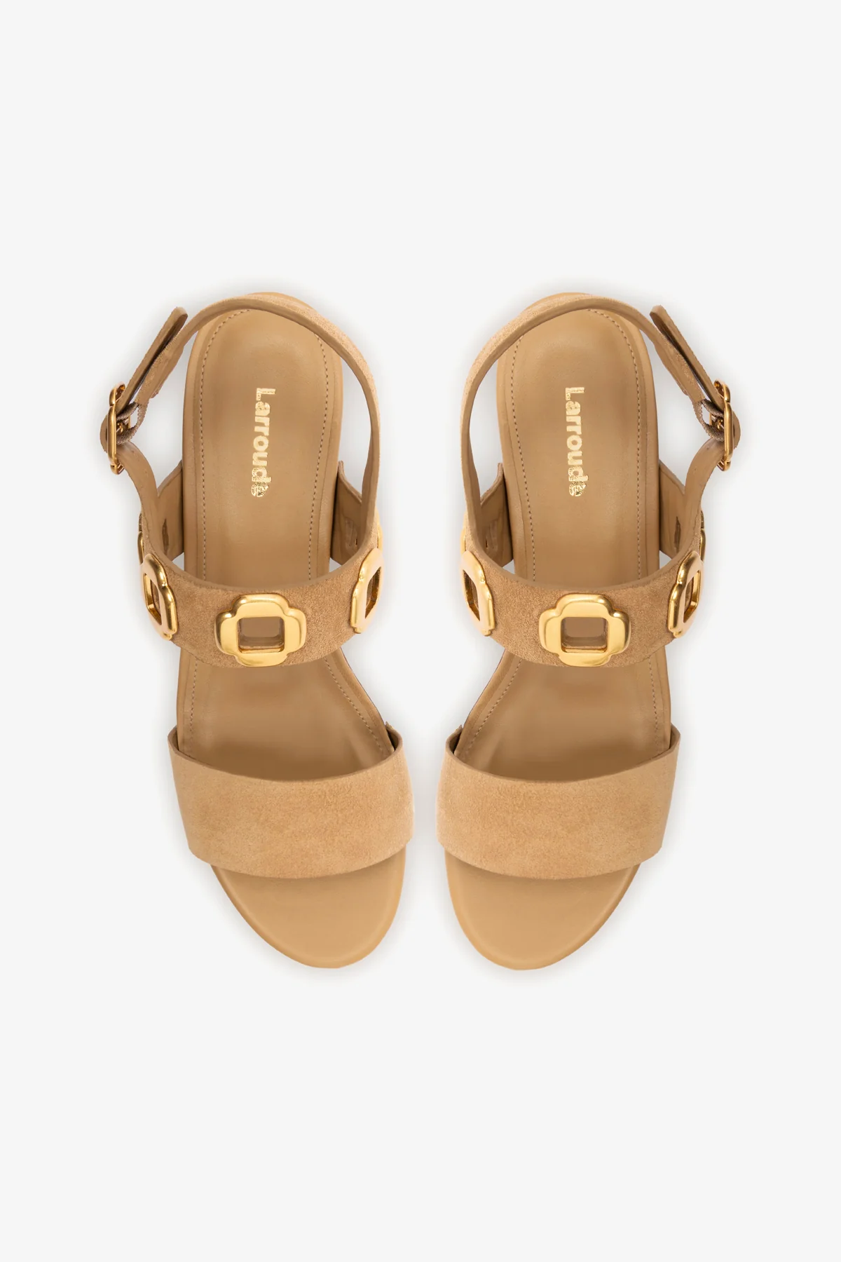 Miso Wooden Platform Sandal In Peanut Suede - Image 4