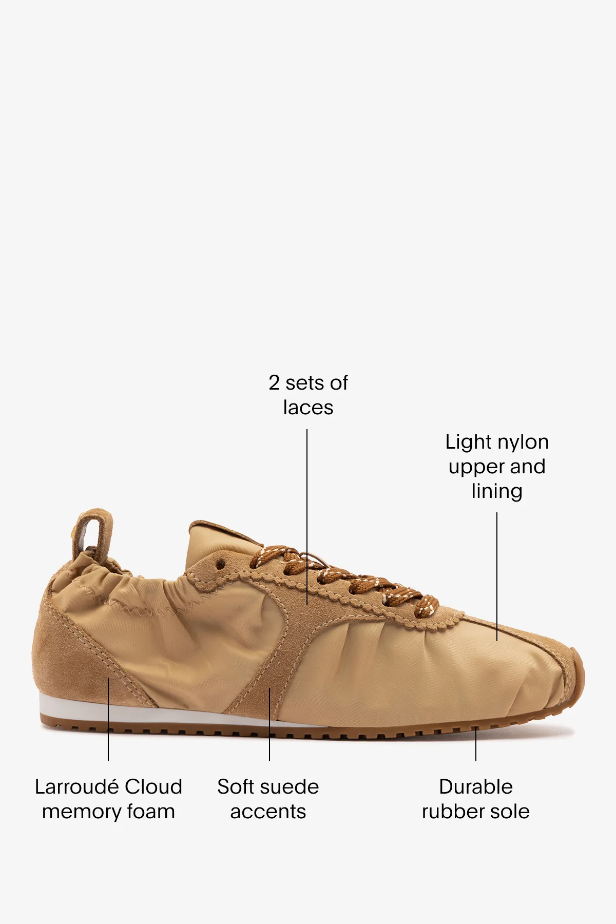 Stella Lite Sneaker In Peanut Nylon and Suede - Image 5