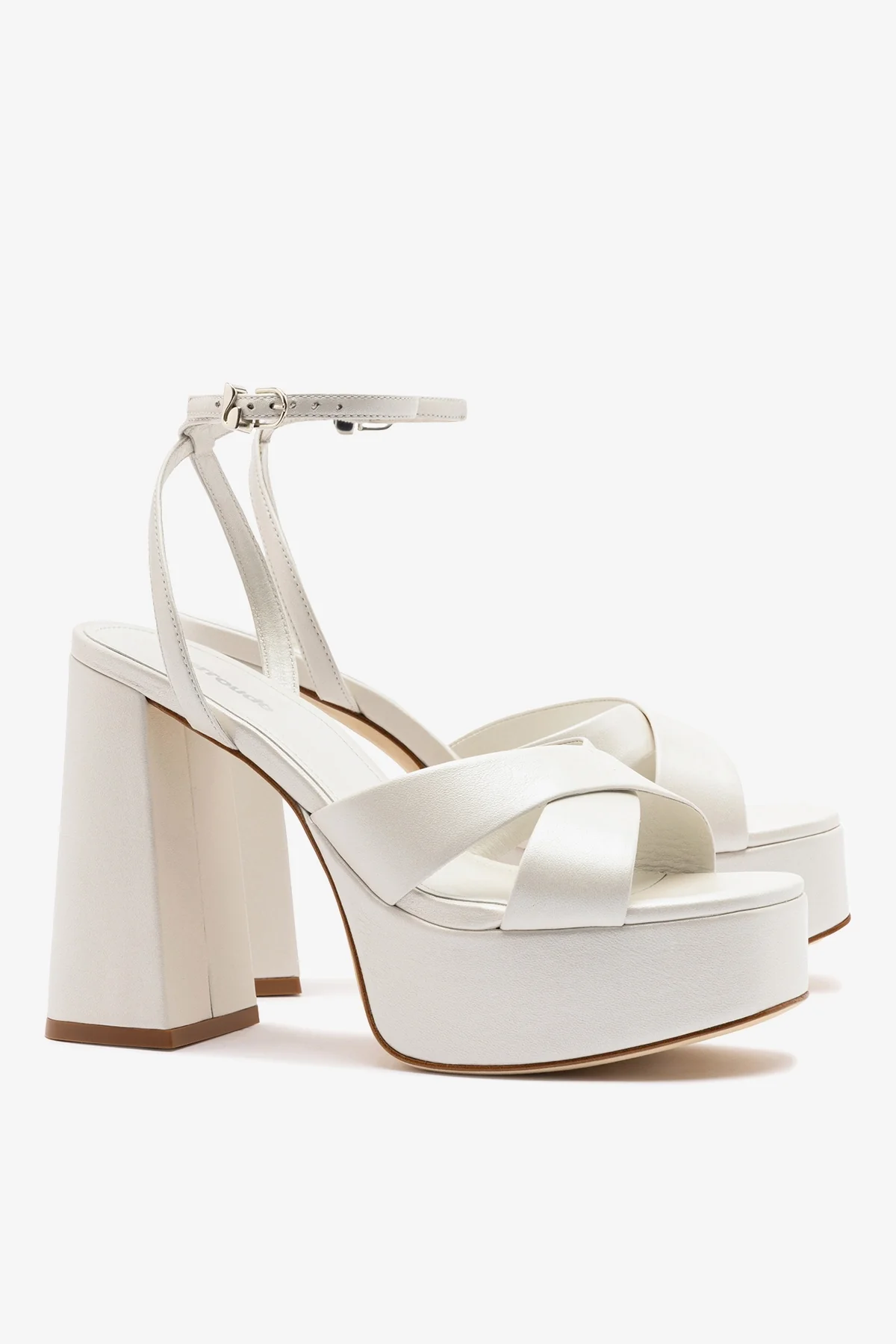 Dolly X Platform Sandal In Pearl Leather - Image 3