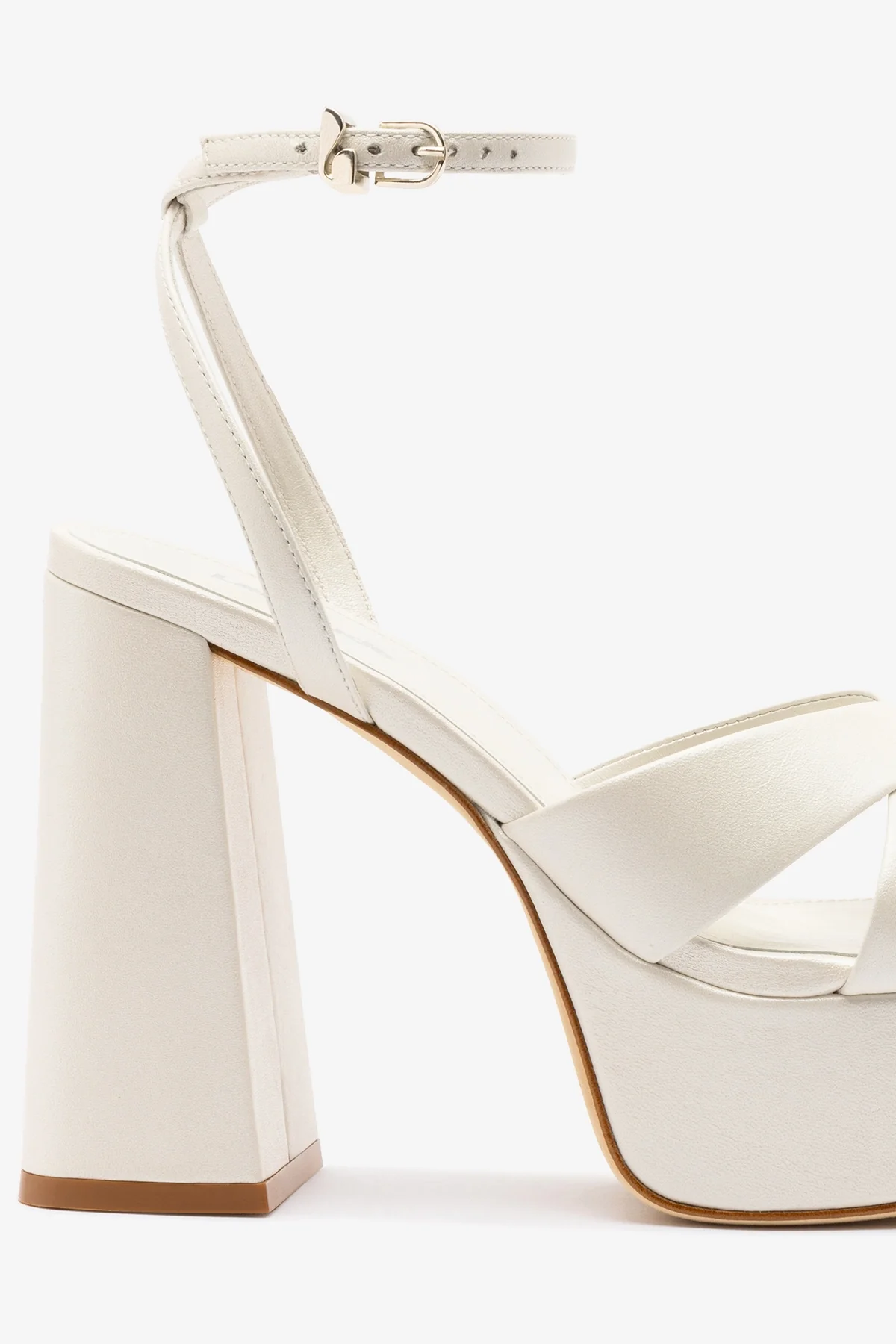 Dolly X Platform Sandal In Pearl Leather - Image 4