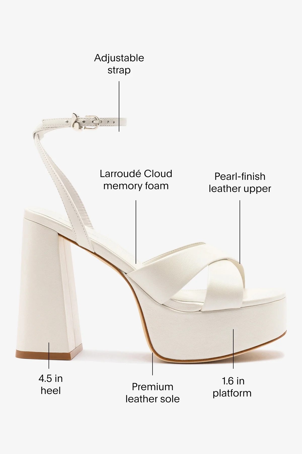 Dolly X Platform Sandal In Pearl Leather - Image 5