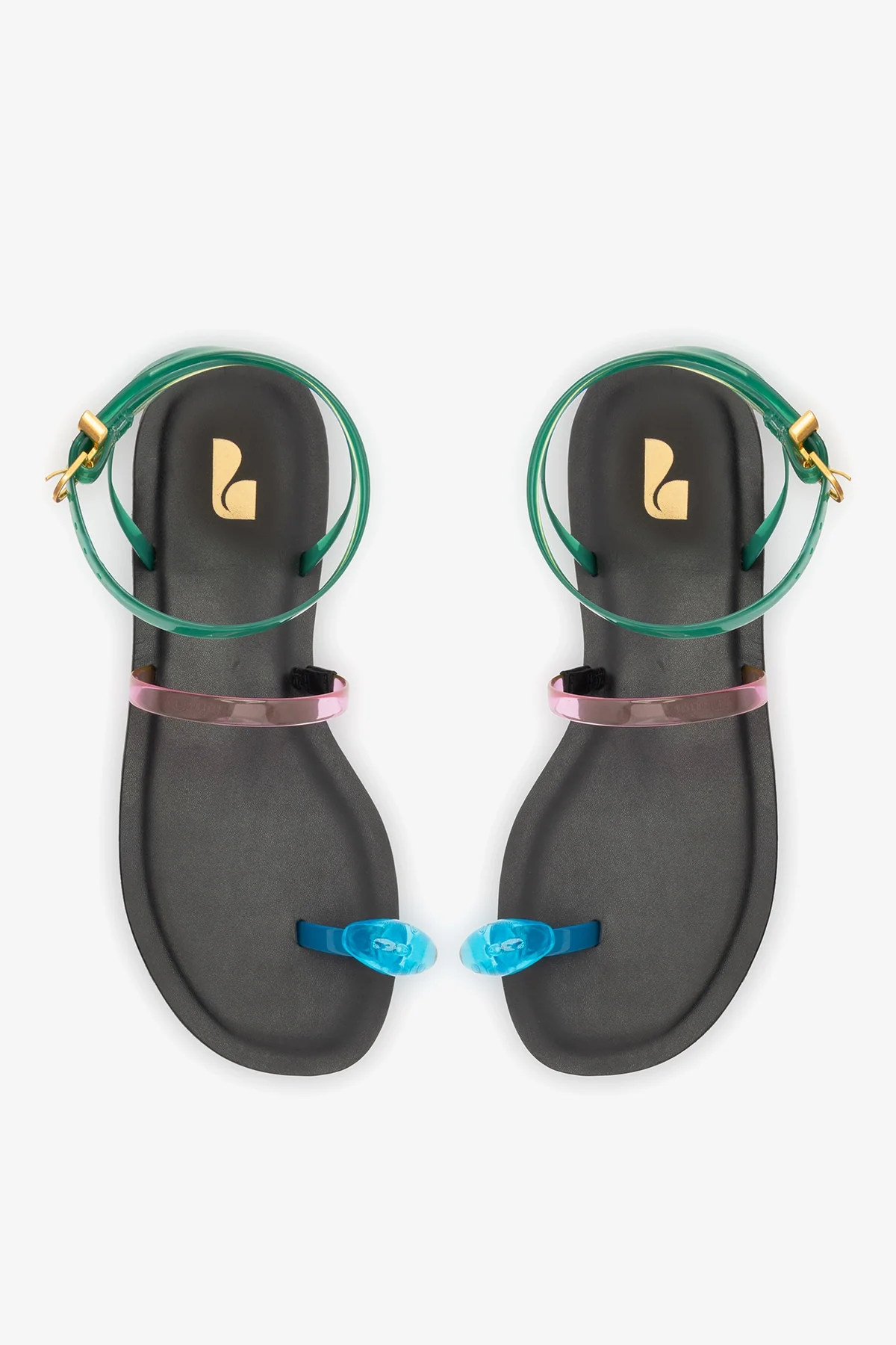 Biarritz Jelly Flat Sandal In Pink, Blue and Green Vinyl - Image 7