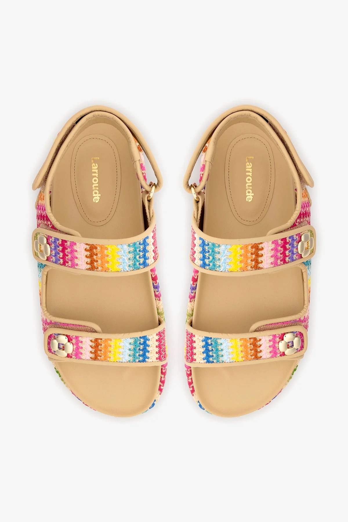 Jetty Sandal In Rainbow Raffia and Beige Leather - Image 6