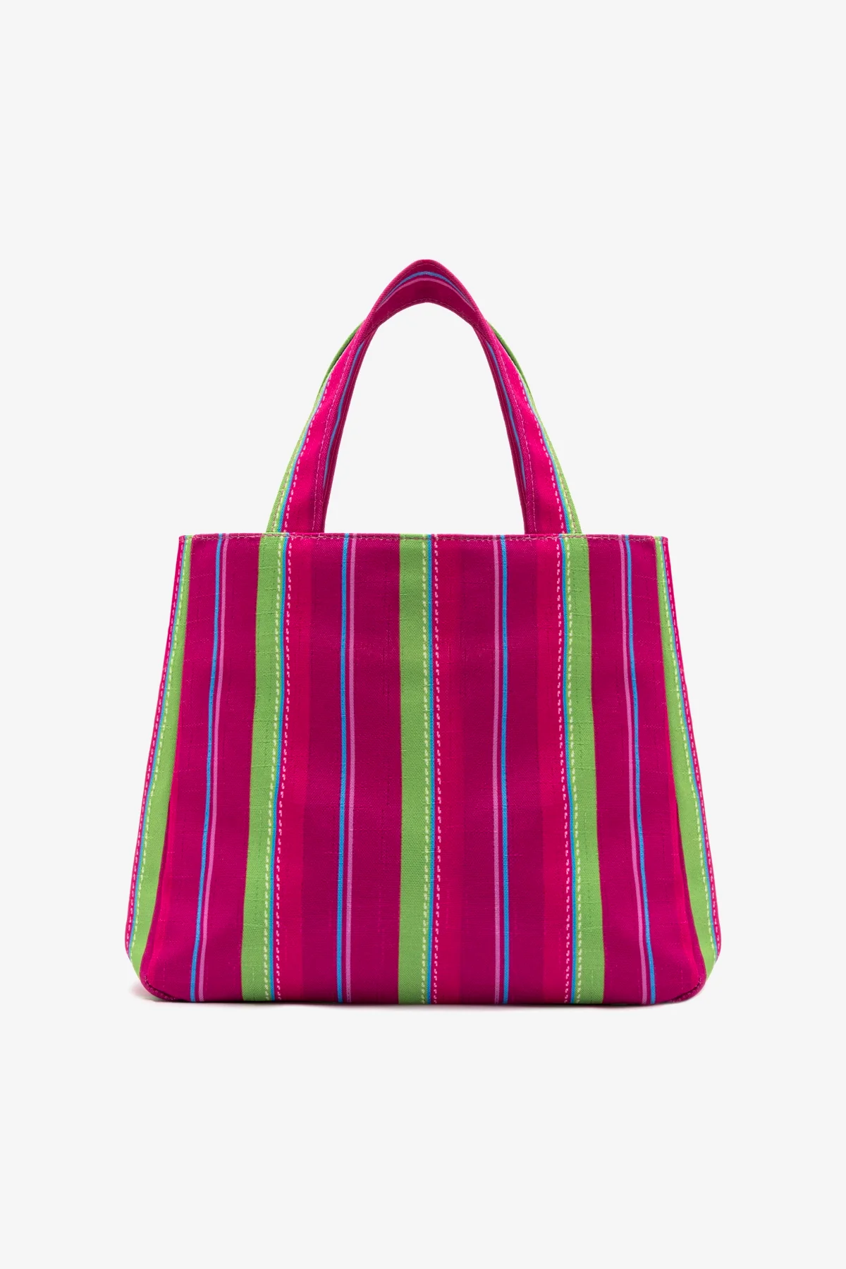 Poppy Mini Tote Bag In Pink And Emerald Raffia - Image 8