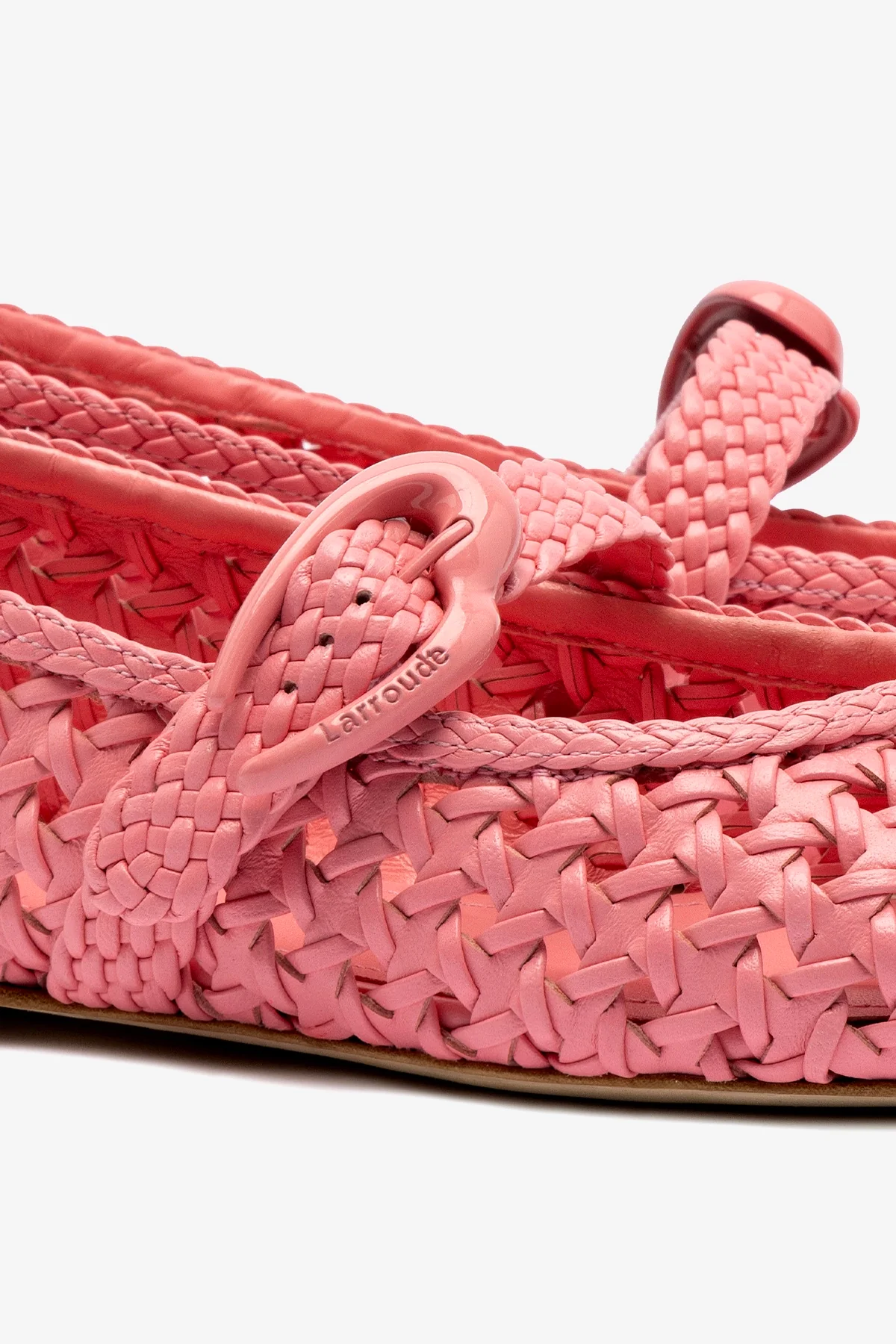 Verona Macrame Ballet Flat In Sorbet Pink Leather - Image 4