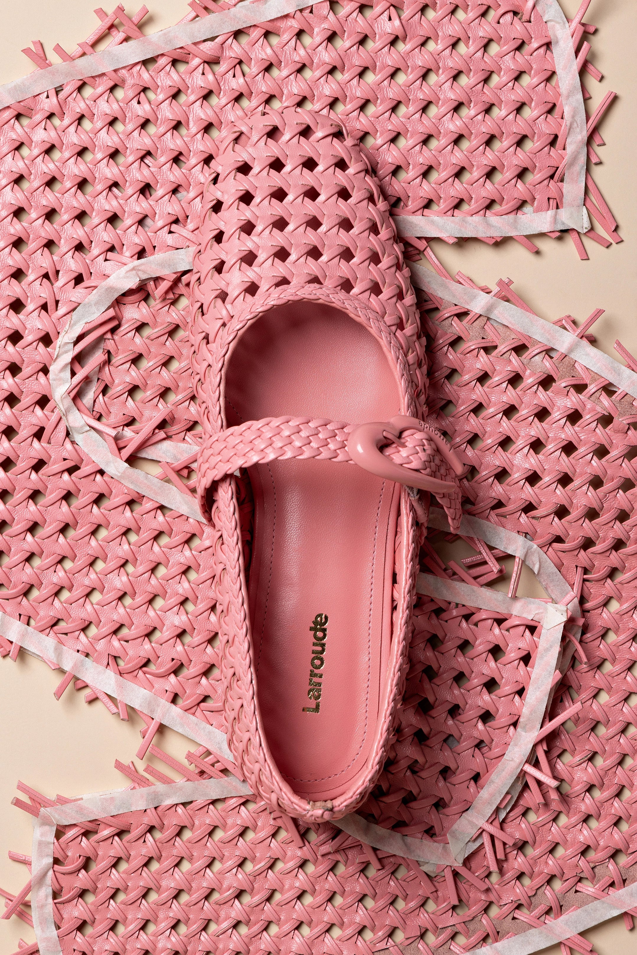 Verona Macrame Ballet Flat In Sorbet Pink Leather - Image 6