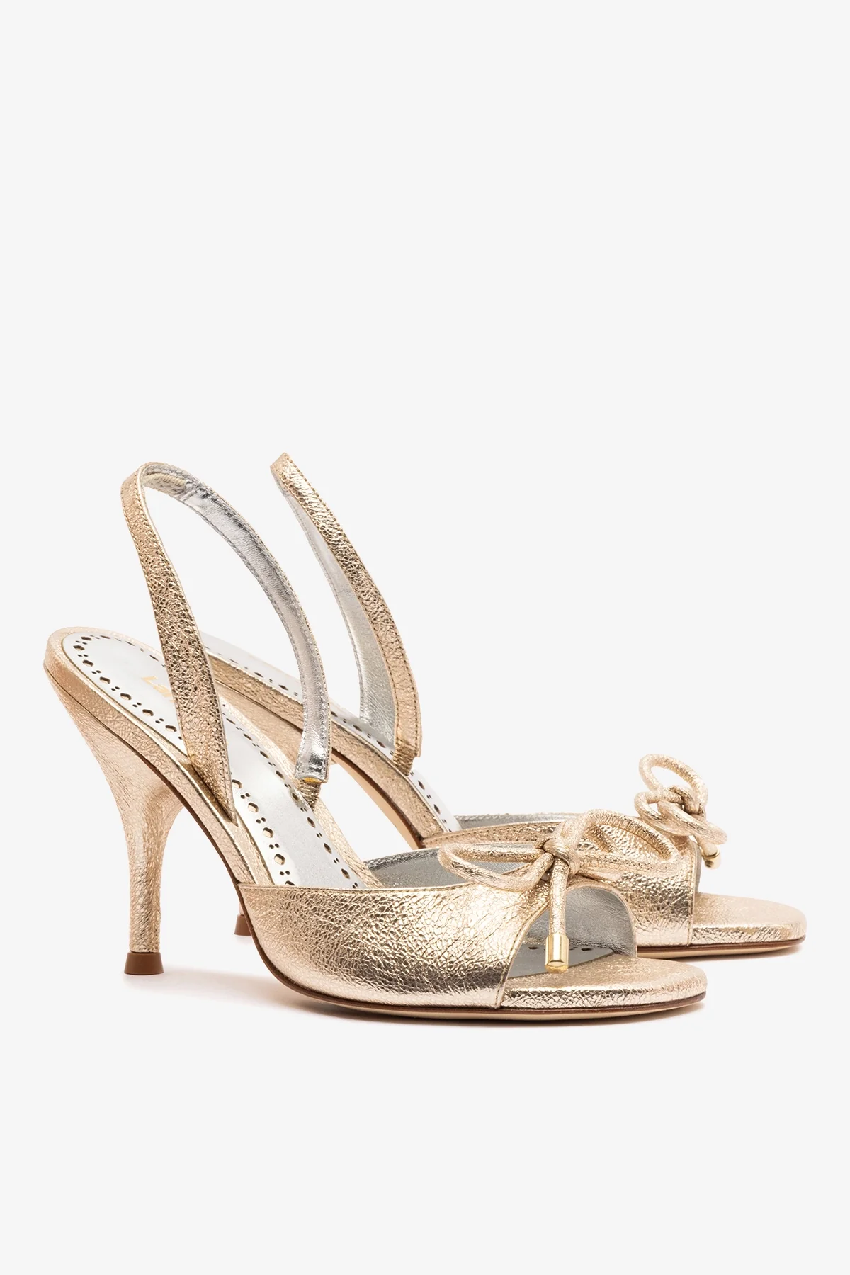 Lady Sandal In Platina Sparkle Metallic Leather - Image 3