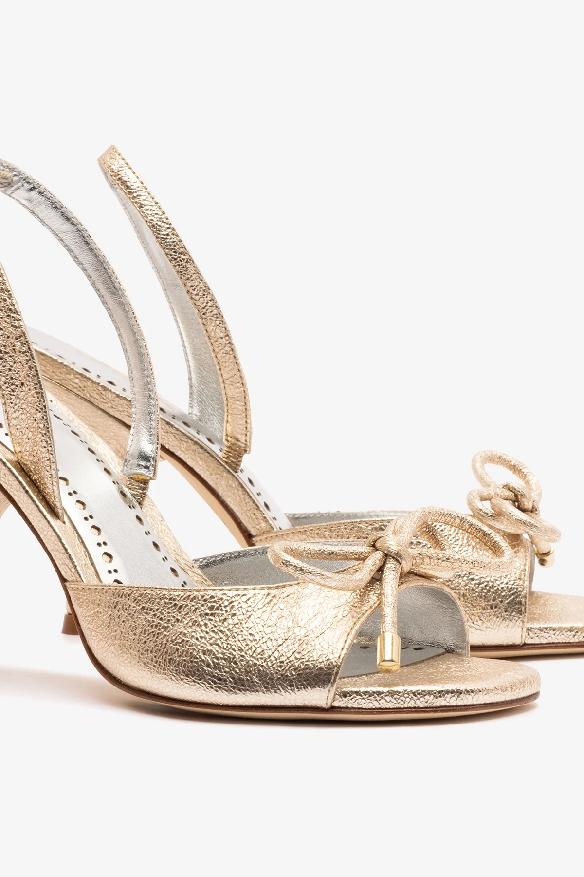 Lady Sandal In Platina Sparkle Metallic Leather - Image 4
