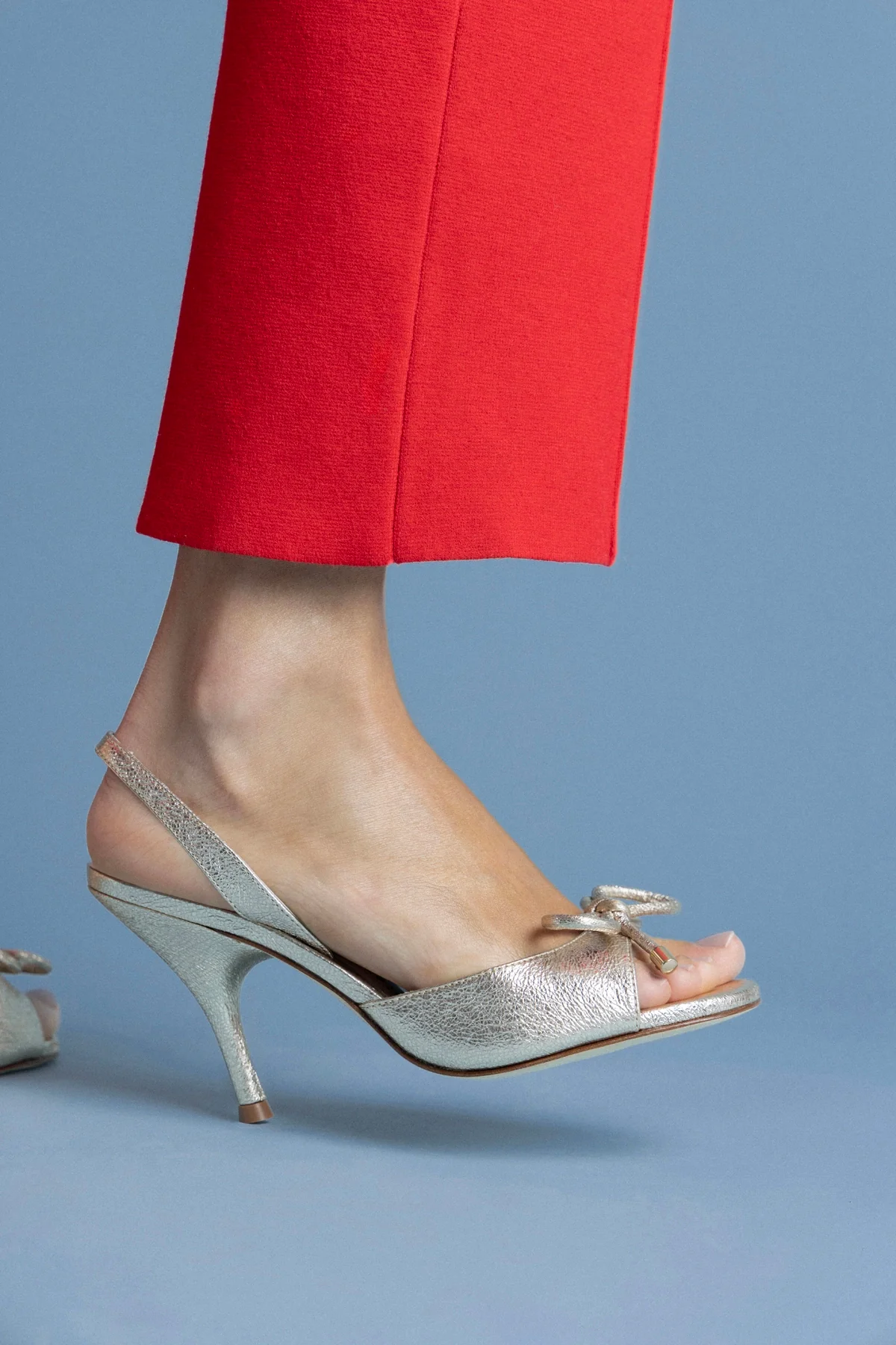 Lady Sandal In Platina Sparkle Metallic Leather - Image 5