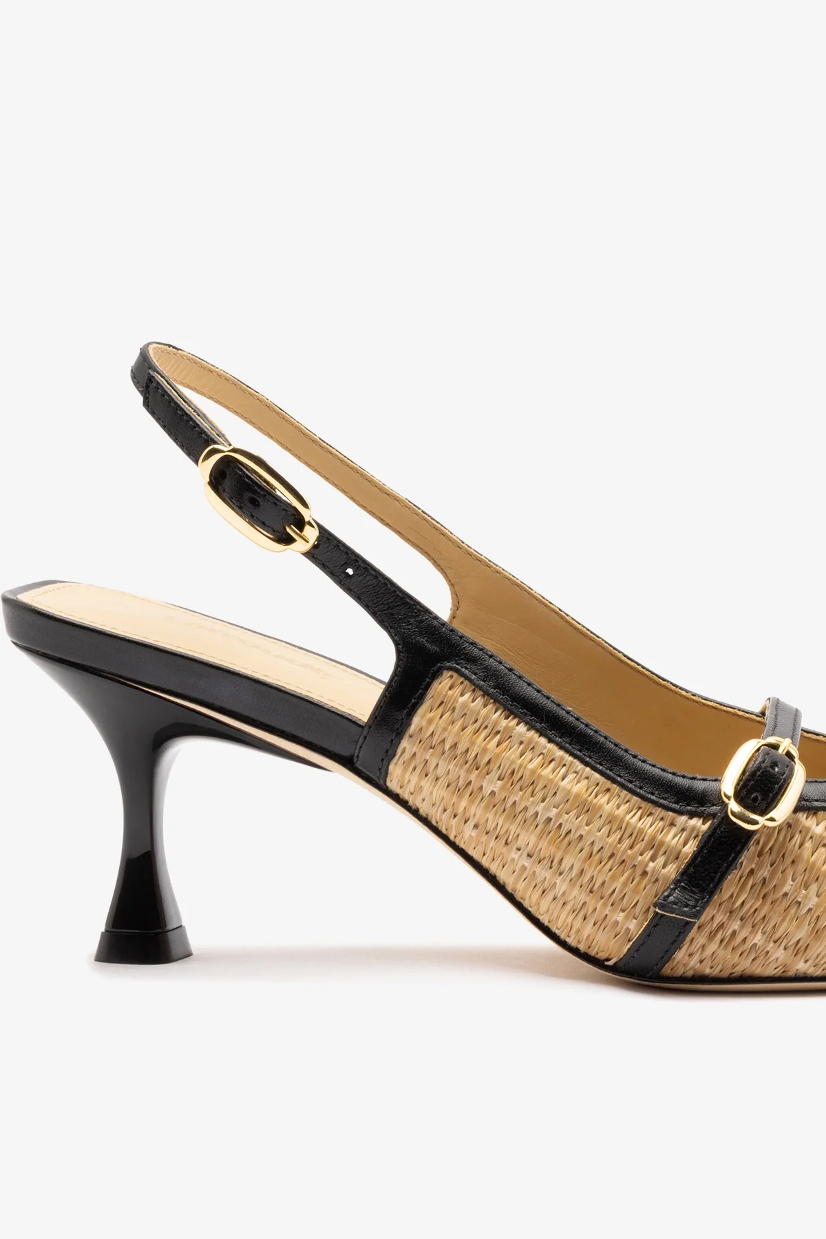 Ines Pump Natural Raffia and Black Leather - Image 4