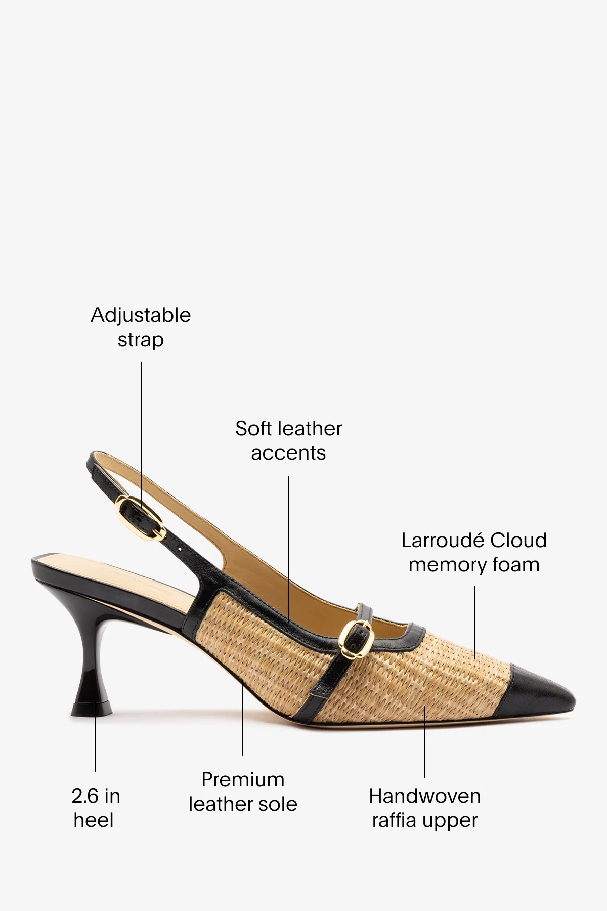 Ines Pump Natural Raffia and Black Leather - Image 5