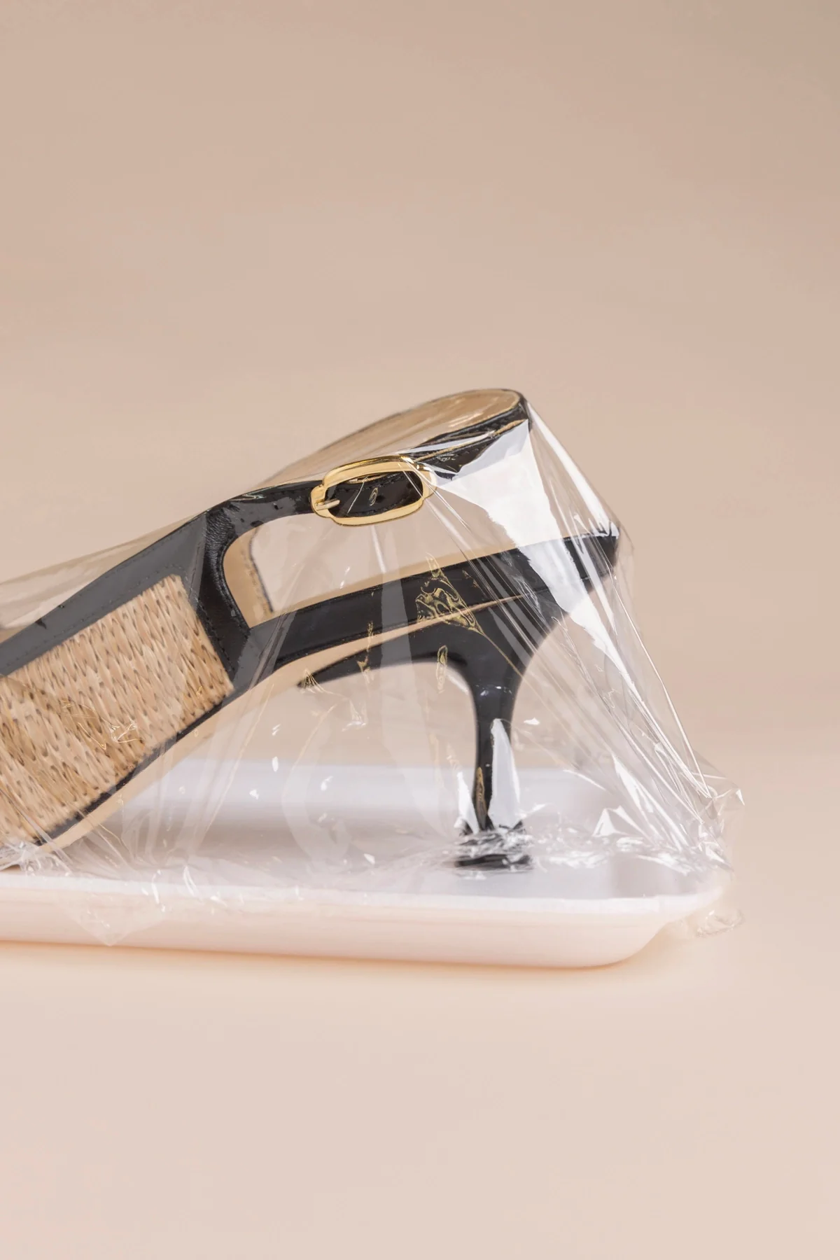 Ines Pump Natural Raffia and Black Leather - Image 6