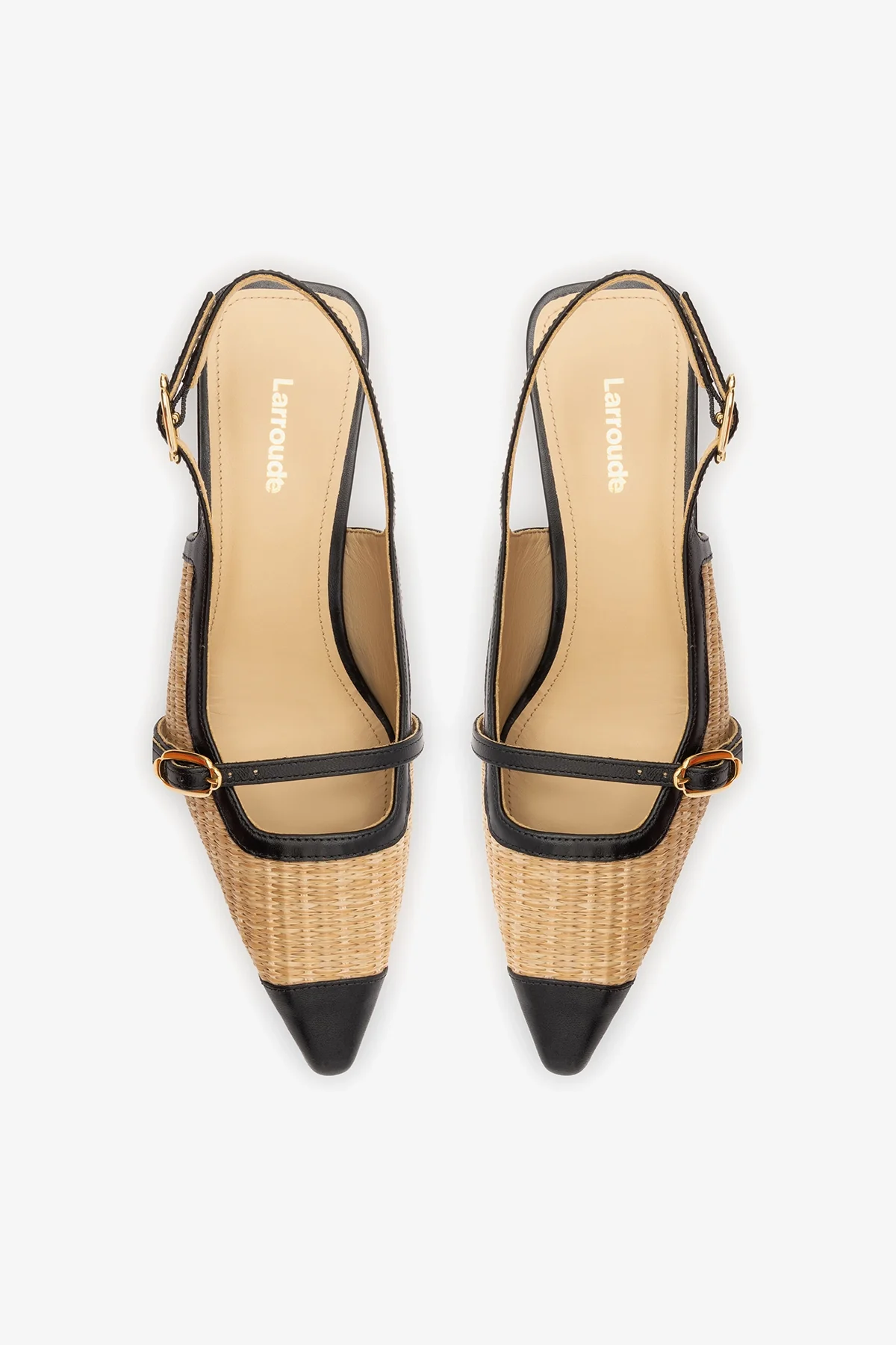Ines Pump Natural Raffia and Black Leather - Image 7
