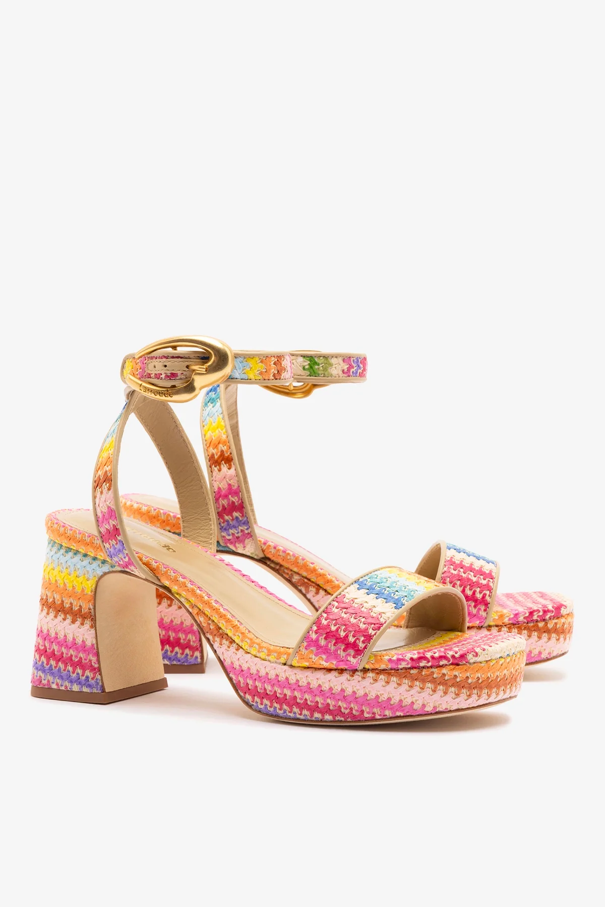 Dolly Verona Low Sandal In Rainbow Raffia and Beige Leather - Image 3