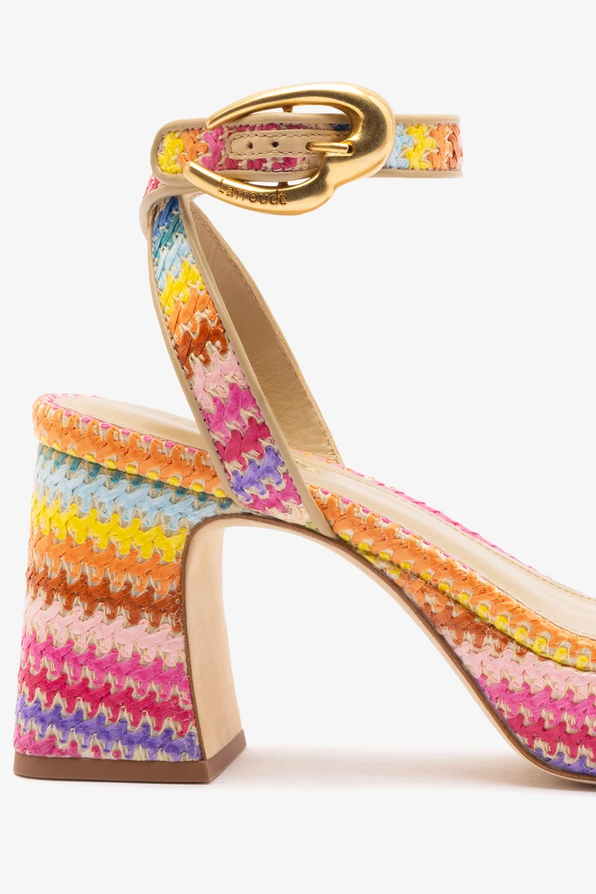 Dolly Verona Low Sandal In Rainbow Raffia and Beige Leather - Image 4