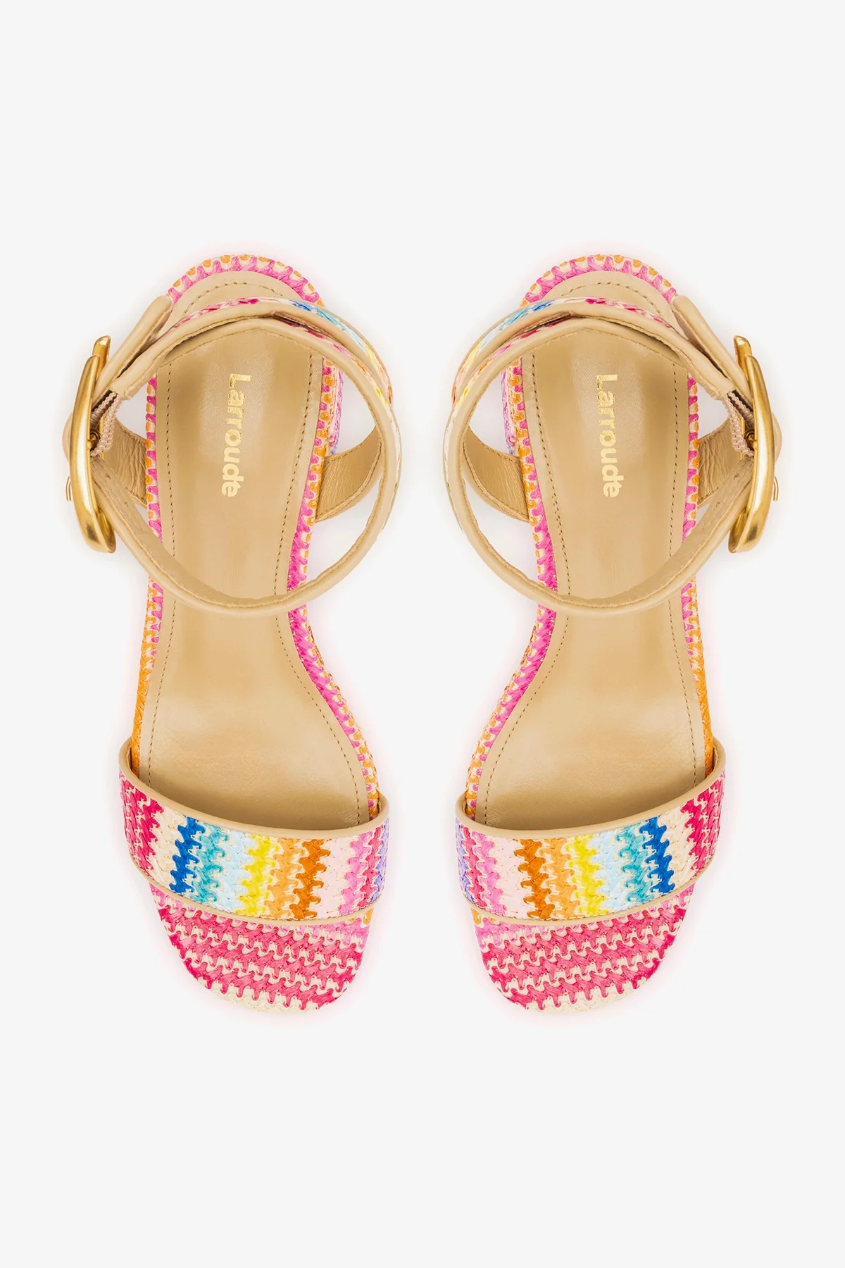 Dolly Verona Low Sandal In Rainbow Raffia and Beige Leather - Image 7