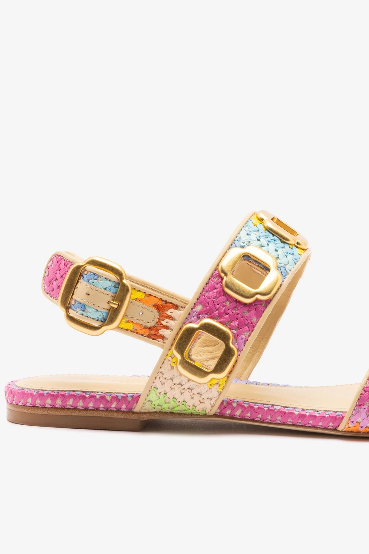 Milan Flat Sandal Rainbow Raffia - Image 4
