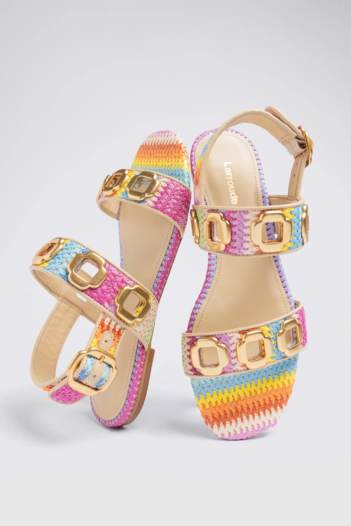 Milan Flat Sandal Rainbow Raffia - Image 6