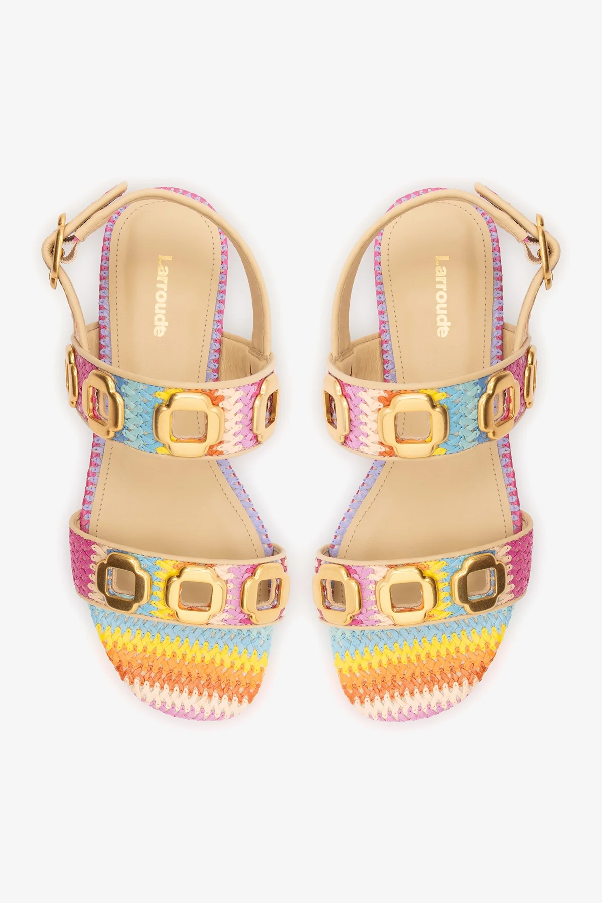 Milan Flat Sandal Rainbow Raffia - Image 7
