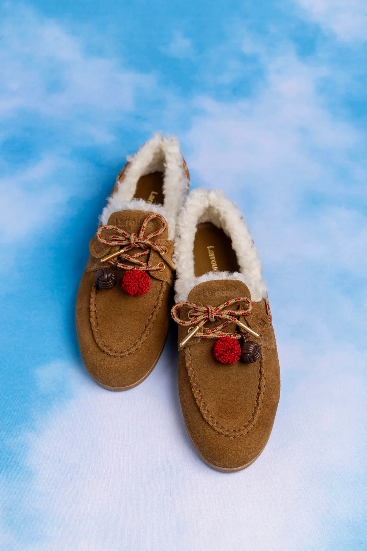 Cyprus Boat Shoe In Russet Suede and Natural Shearling - Image 6