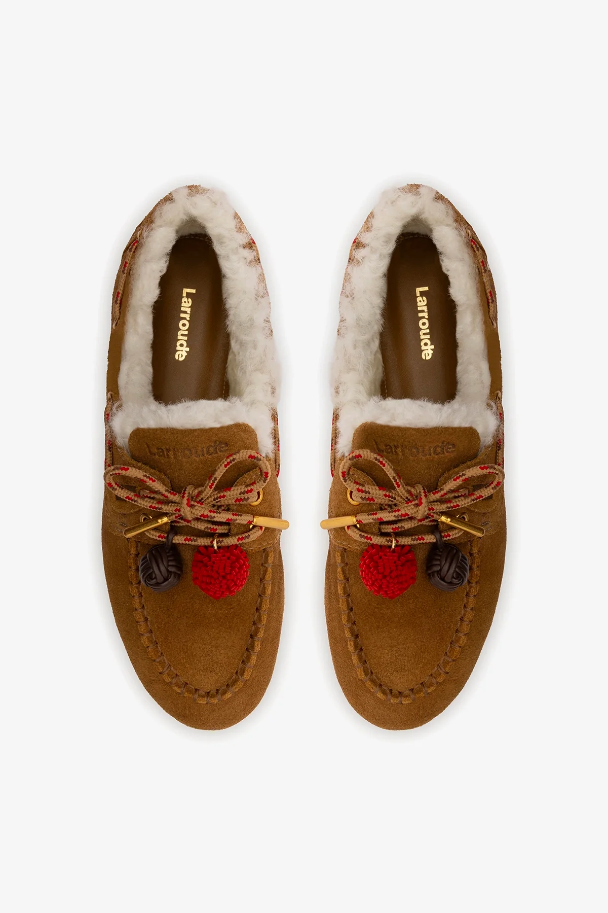 Cyprus Boat Shoe In Russet Suede and Natural Shearling - Image 7