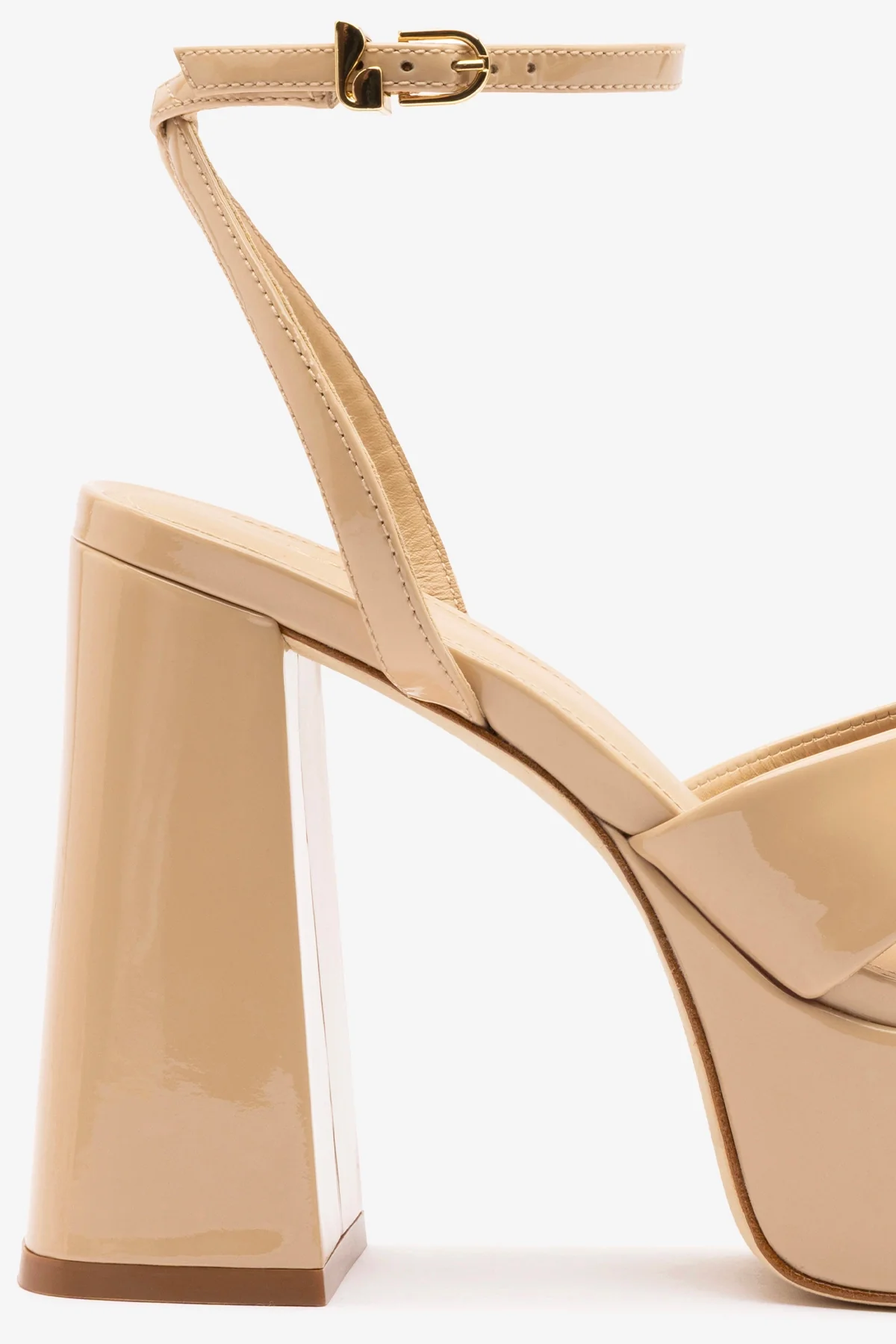 Dolly X Platform Sandal In Sand Patent Leather - Image 4