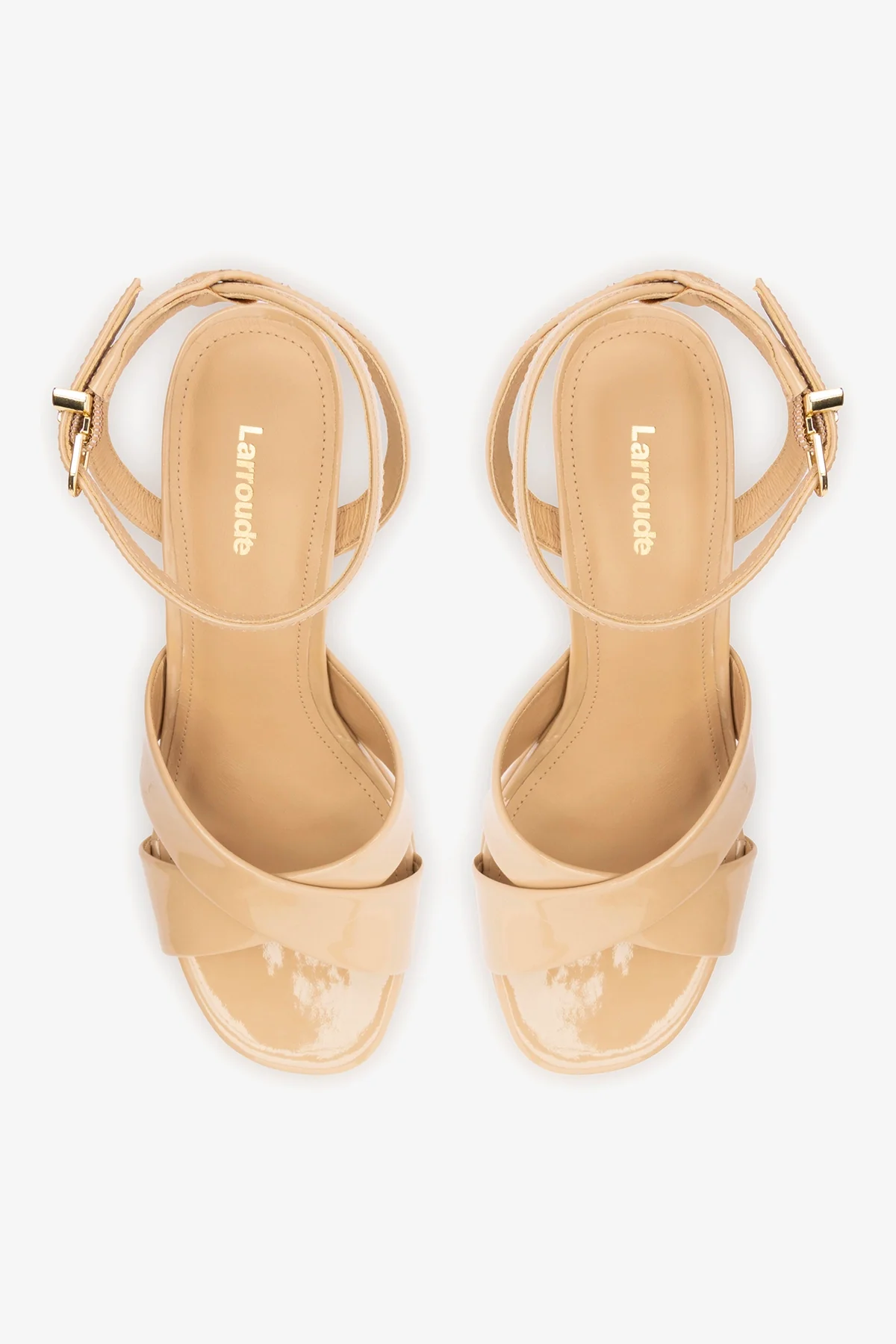 Dolly X Platform Sandal In Sand Patent Leather - Image 6