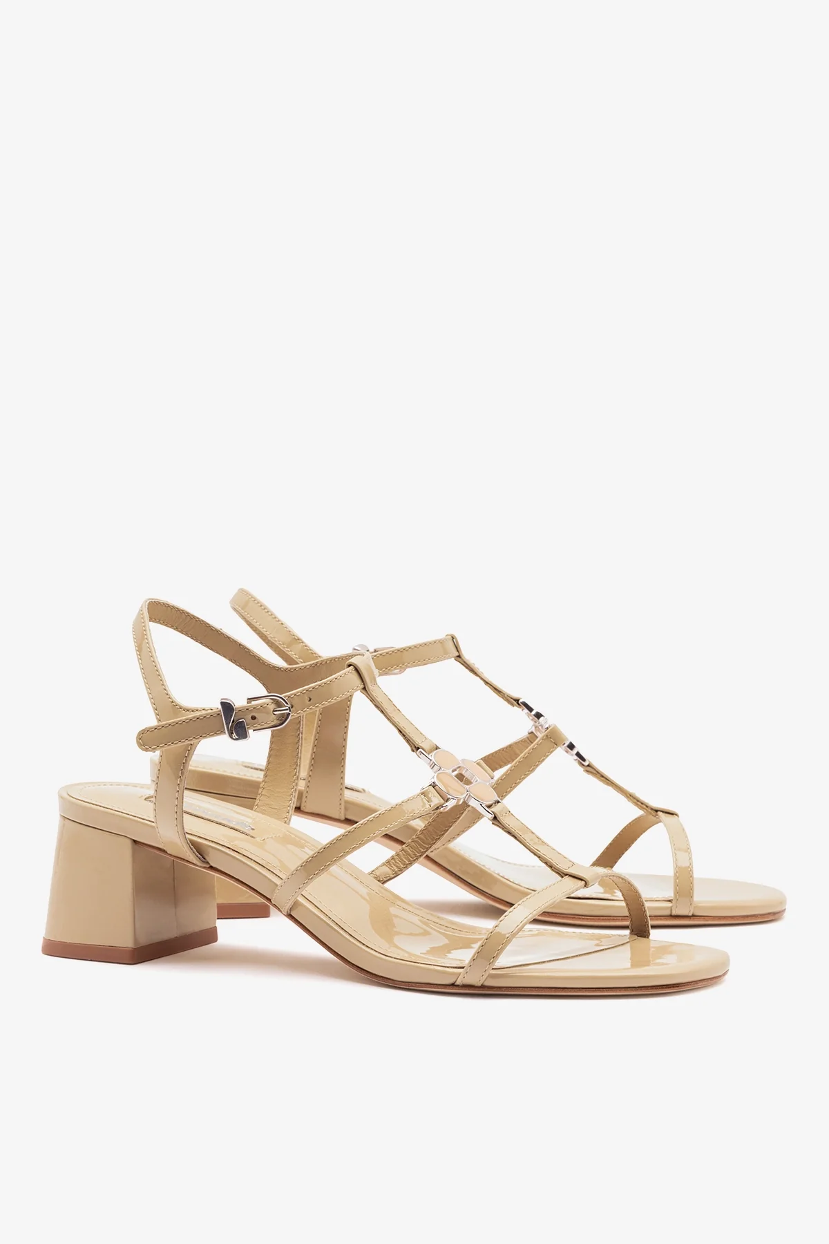 Hana Block Sandal Sand Patent Leather - Image 3