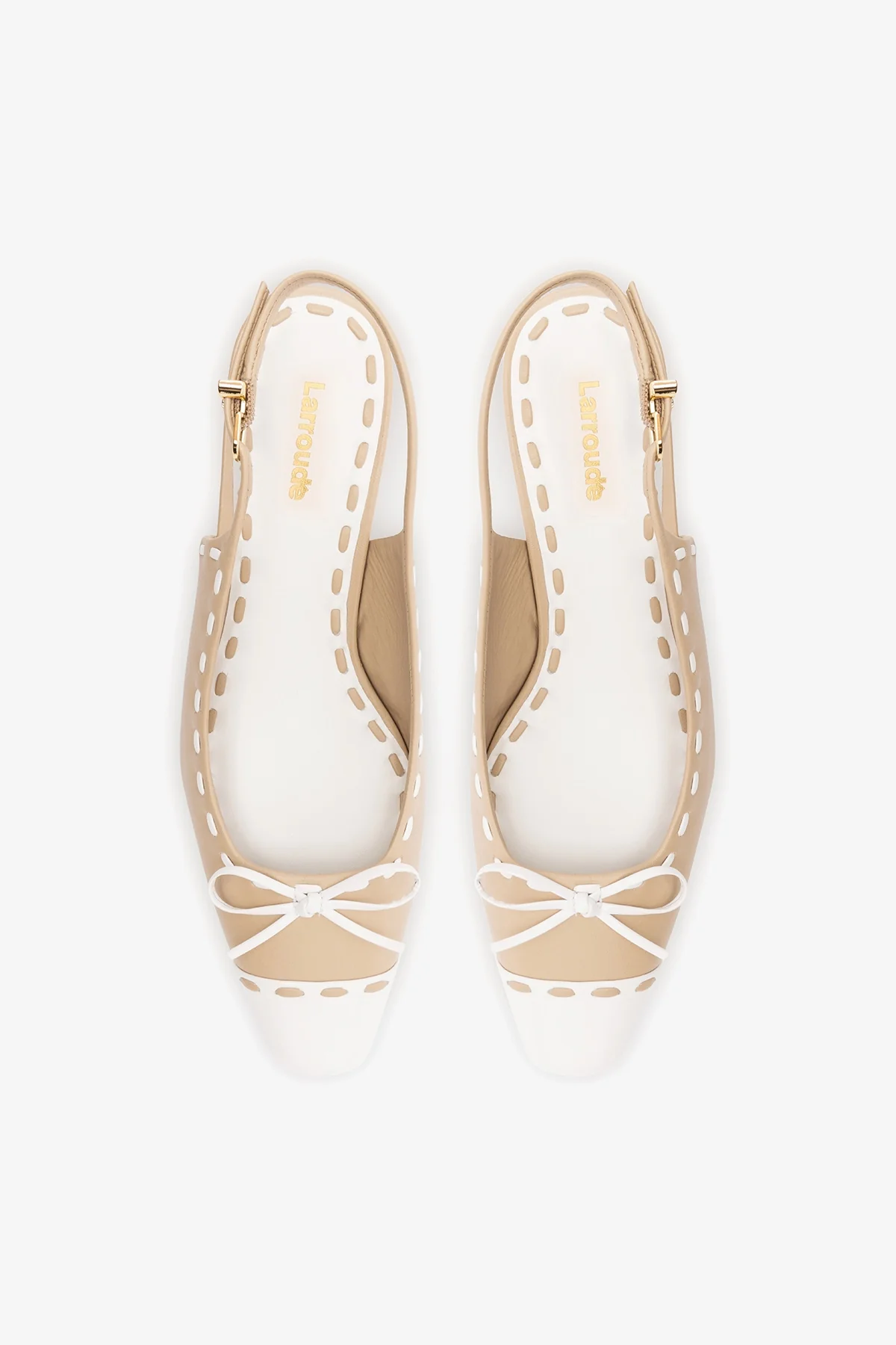 Jenny Pump In Sand Leather and White Patent Leather - Image 5