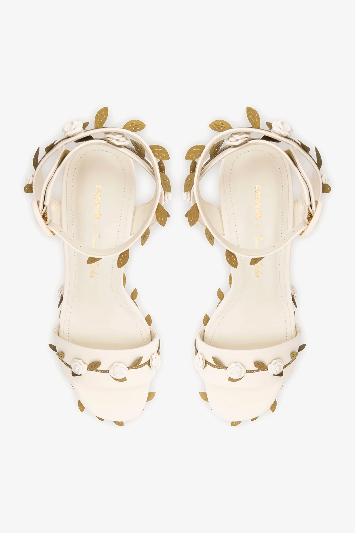 Larroudé x Tanner Fletcher: Dolly Rose Vines Sandal Ivory Leather - Image 7