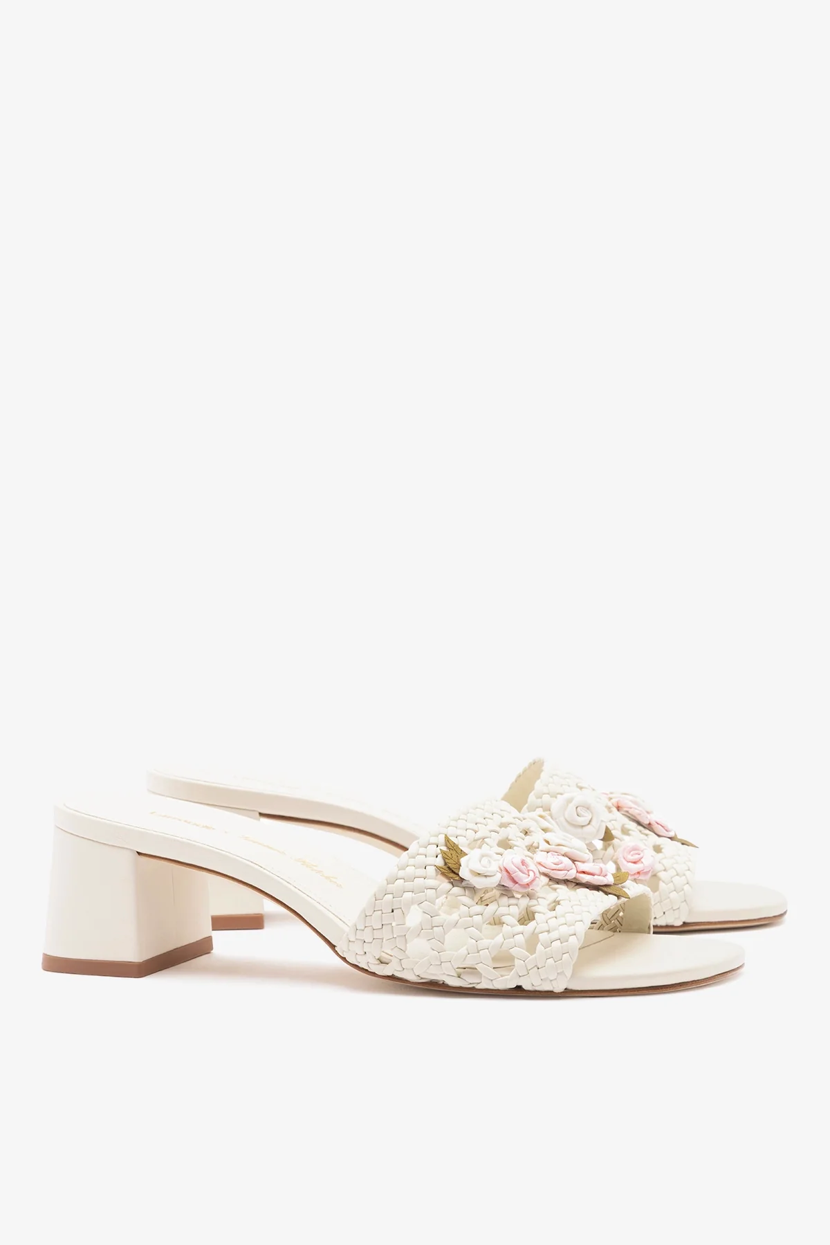 Larroudé x Tanner Fletcher: Rose Garden Trellis Sandal Ivory Leather - Image 3