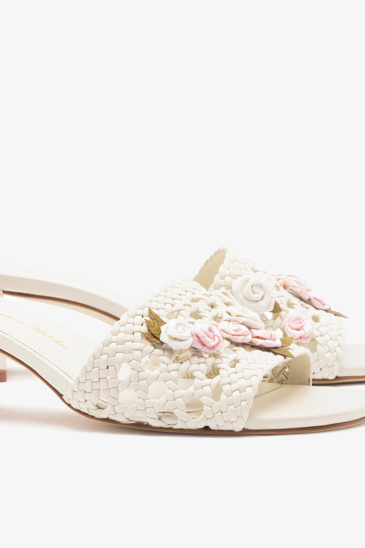 Larroudé x Tanner Fletcher: Rose Garden Trellis Sandal Ivory Leather - Image 4