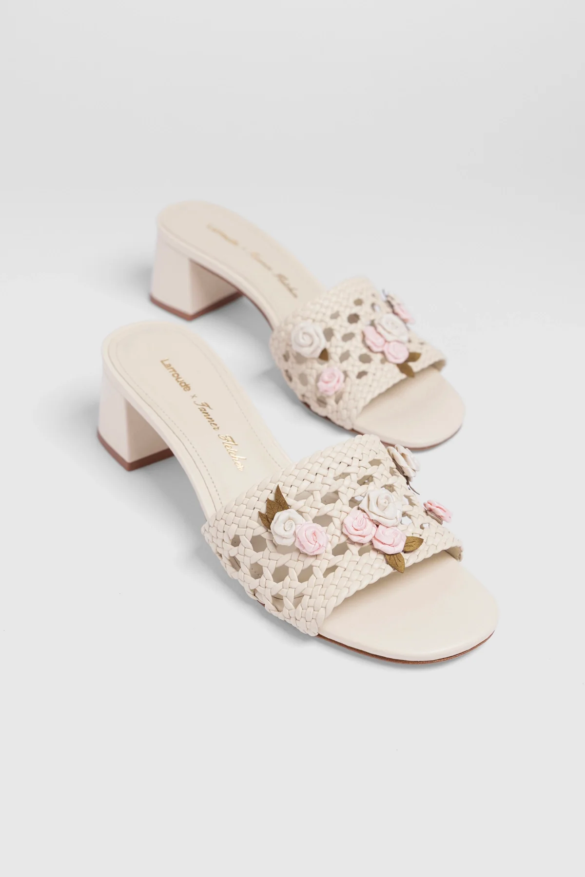 Larroudé x Tanner Fletcher: Rose Garden Trellis Sandal Ivory Leather - Image 6