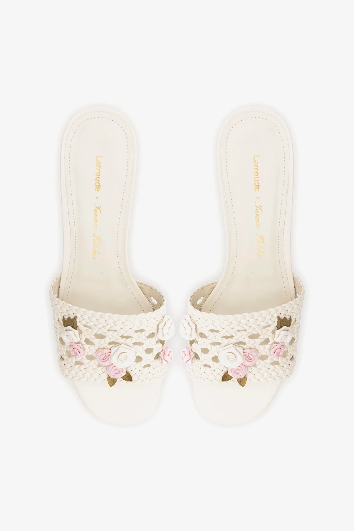Larroudé x Tanner Fletcher: Rose Garden Trellis Sandal Ivory Leather - Image 7