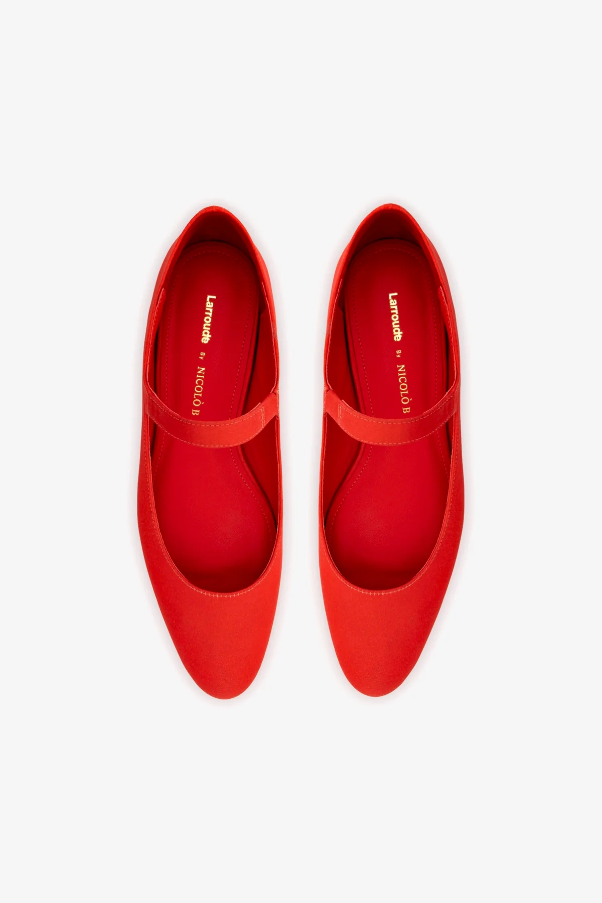 Larroudé by Nicolò B. Maria Ballet Flat In Scarlet Satin - Image 7