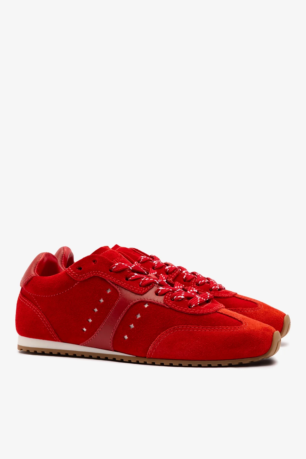 Stella Sneaker In Scarlet Suede and Blood Red Leather - Image 3