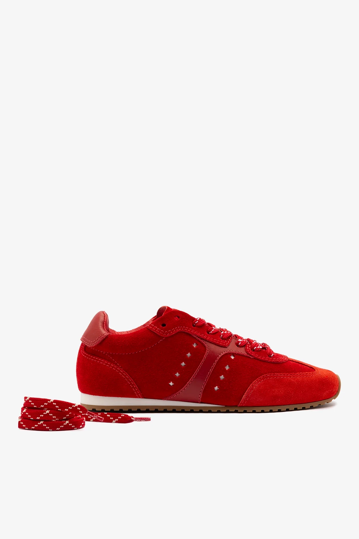 Stella Sneaker In Scarlet Suede and Blood Red Leather - Image 4
