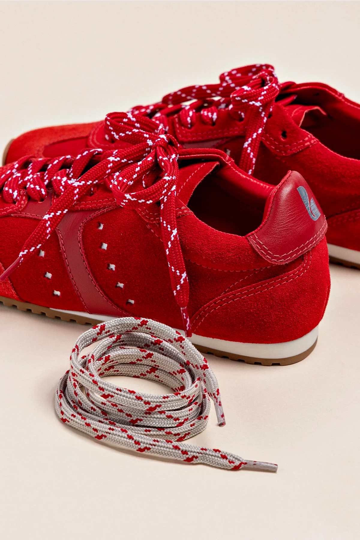 Stella Sneaker In Scarlet Suede and Blood Red Leather - Image 6
