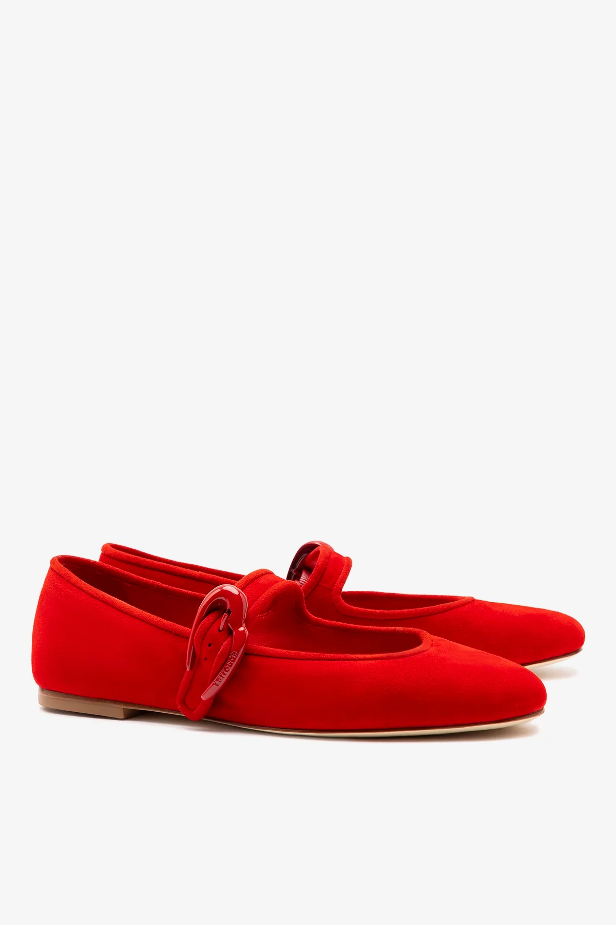 Verona Ballet Flat In Scarlet Suede - Image 3