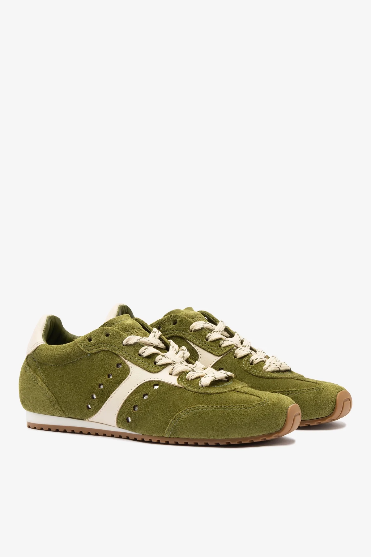 Stella Sneaker In Seaweed Suede and Ivory Leather - Image 3