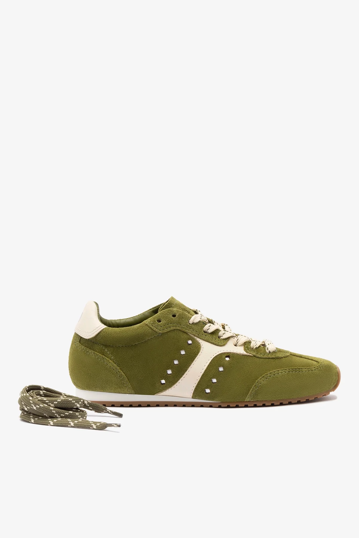 Stella Sneaker In Seaweed Suede and Ivory Leather - Image 4