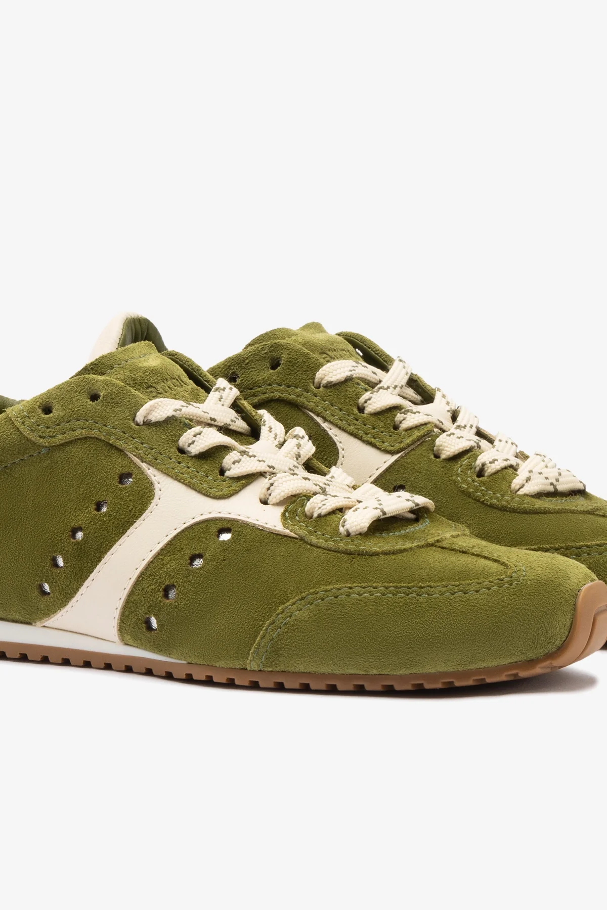 Stella Sneaker In Seaweed Suede and Ivory Leather - Image 5