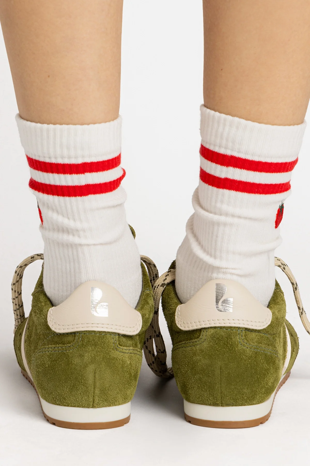Stella Sneaker In Seaweed Suede and Ivory Leather - Image 7