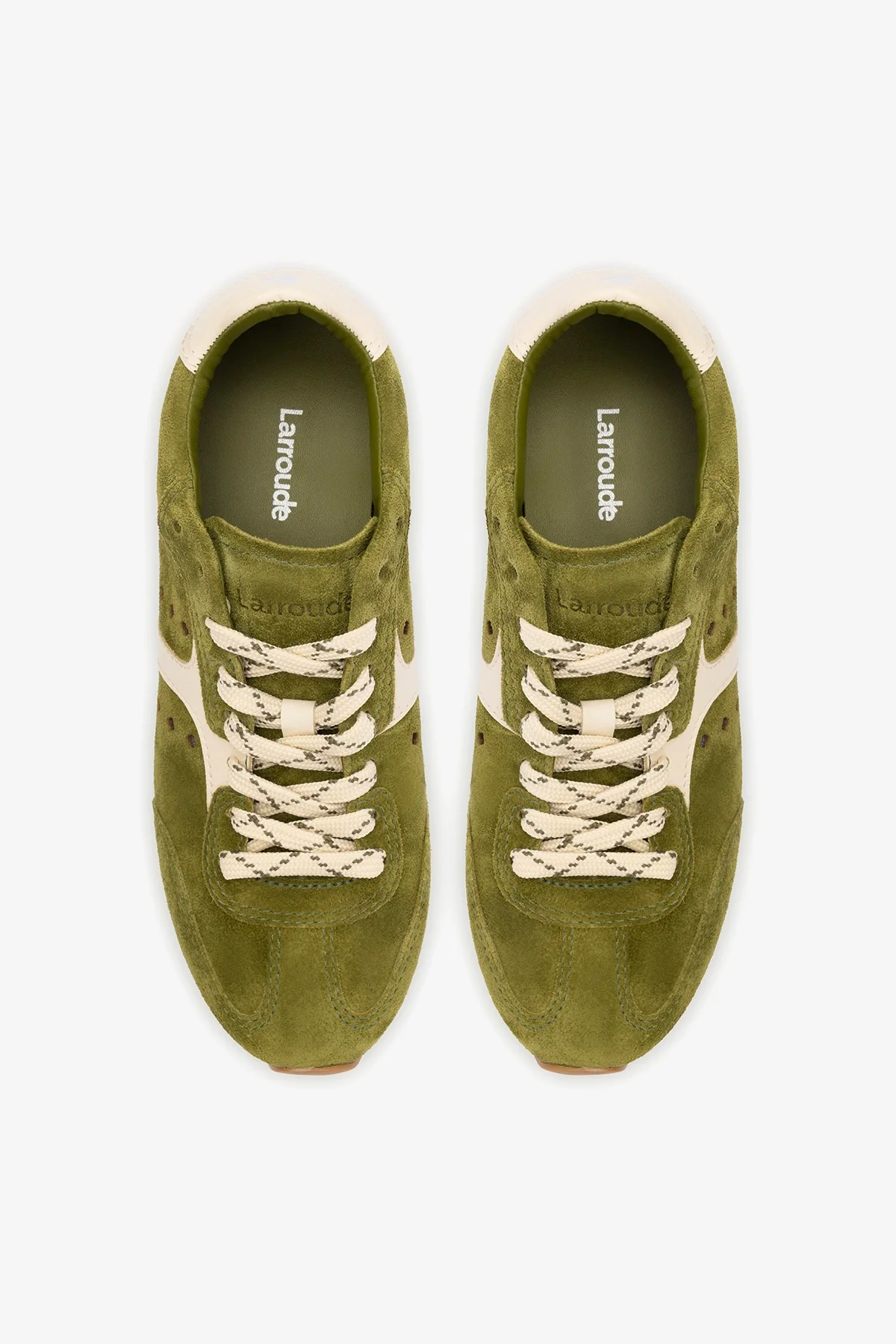 Stella Sneaker In Seaweed Suede and Ivory Leather - Image 8
