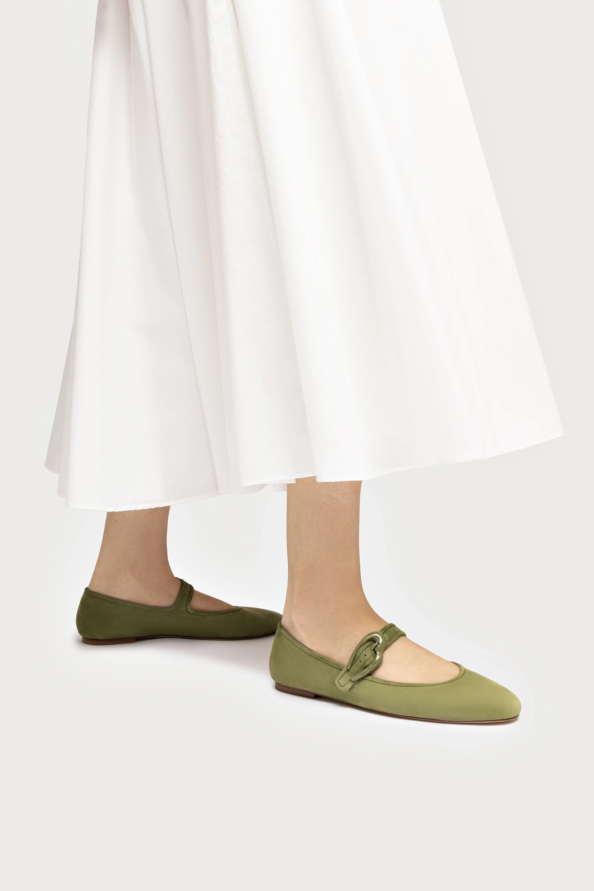 Verona Ballet Flat In Seaweed Suede - Image 6